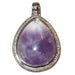 2.3 x 1.5 inches Teardrop Purple Amethyst silver framed Pendant 