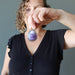 female model holding 2.3 x 1.5 inches Teardrop Purple Amethyst silver framed Pendant 