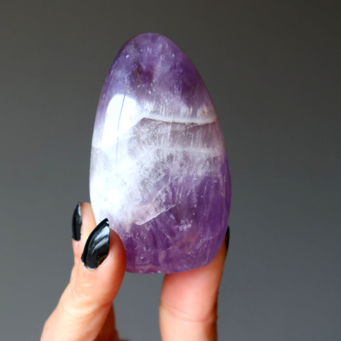 Amethyst Polished Stone Blissful Chevron Standing Crystal