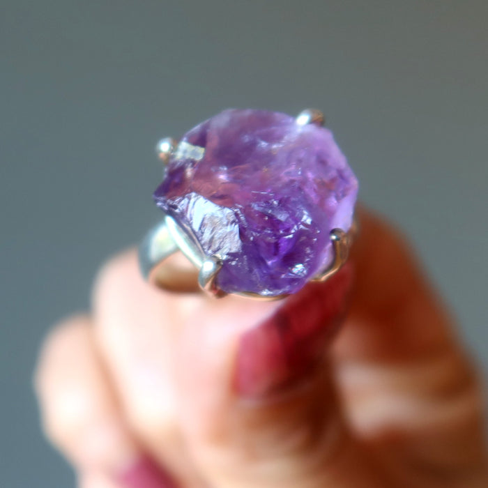 Amethyst Ring Never Been Better Rough Gem in Sterling Silver