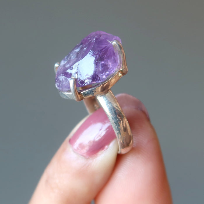 Amethyst Ring Never Been Better Rough Gem in Sterling Silver