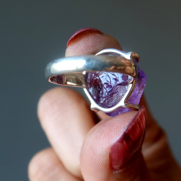 Amethyst Ring Never Been Better Rough Gem in Sterling Silver