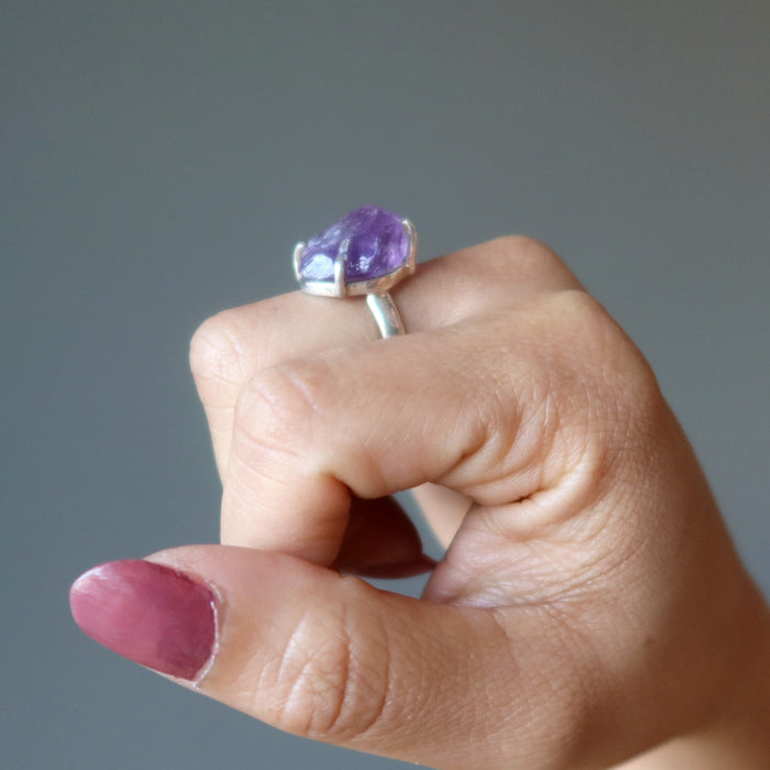 Amethyst Ring Never Been Better Rough Gem in Sterling Silver