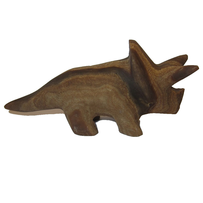 Aragonite Dinosaur Big Brown Swirl Triceratops Gemstone Figurine
