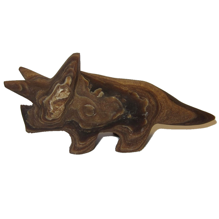 Aragonite Dinosaur Big Brown Swirl Triceratops Gemstone Figurine