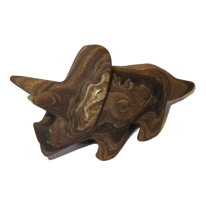 Aragonite Dinosaur Big Brown Swirl Triceratops Gemstone Figurine