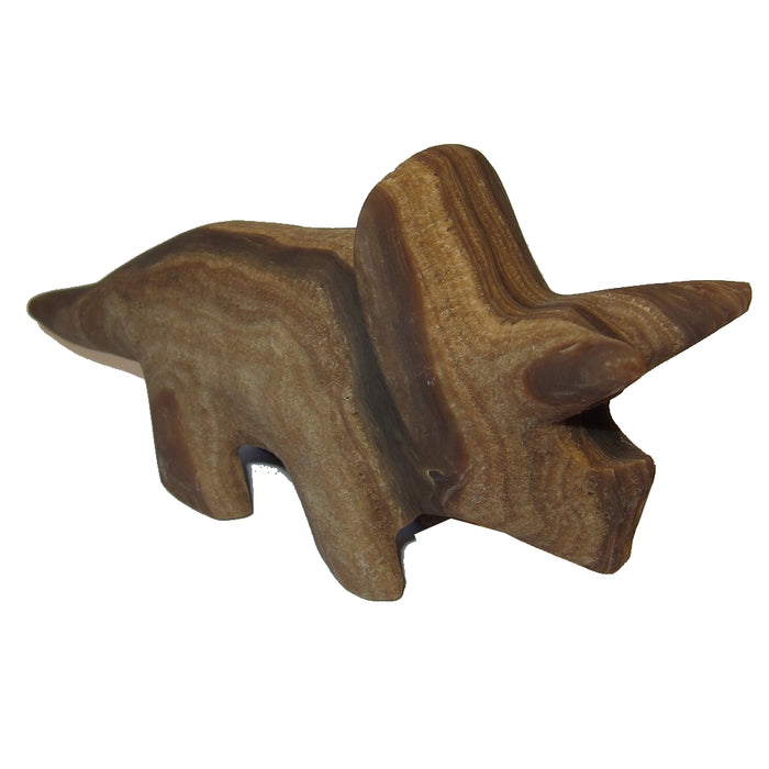 Aragonite Dinosaur Big Brown Swirl Triceratops Gemstone Figurine