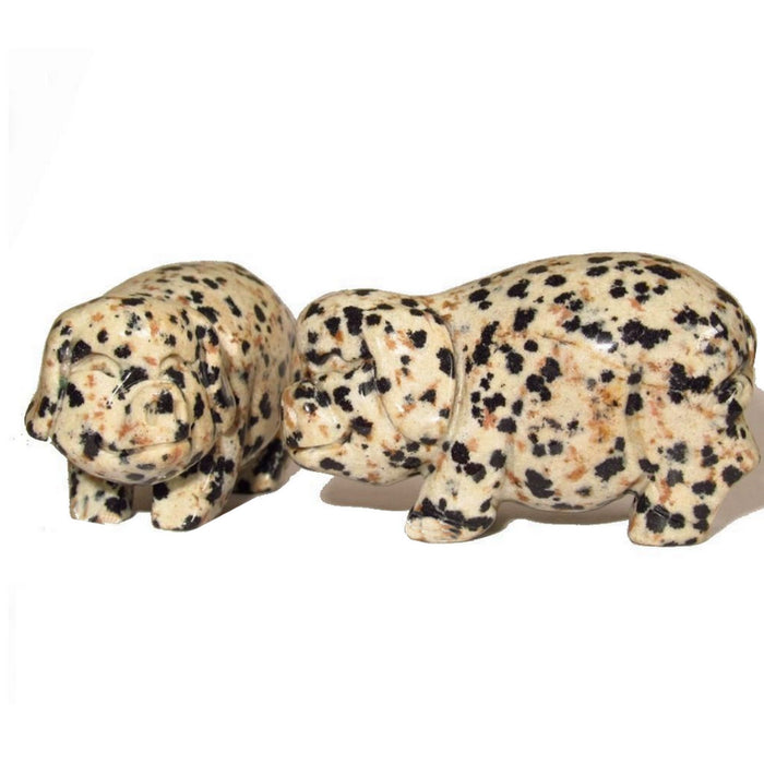 Dalmatian Jasper Pig Set of 2 Spotted Abundance Crystal Piglets 