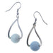 blue aquamarine round beads on curved silver earrings