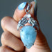 aquamarine rainbow moonstone sterling silver bird pendant