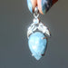 aquamarine rainbow moonstone sterling silver bird pendant