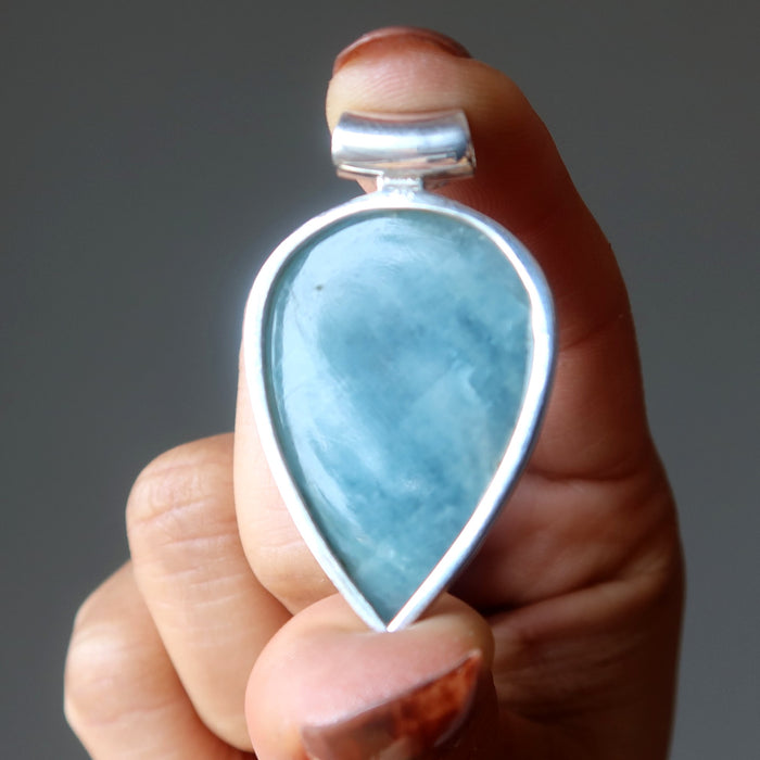 aquamarine and rainbow moonstone pendant