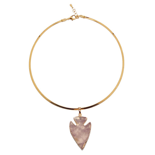 rose quartz arrowhead choker necklace