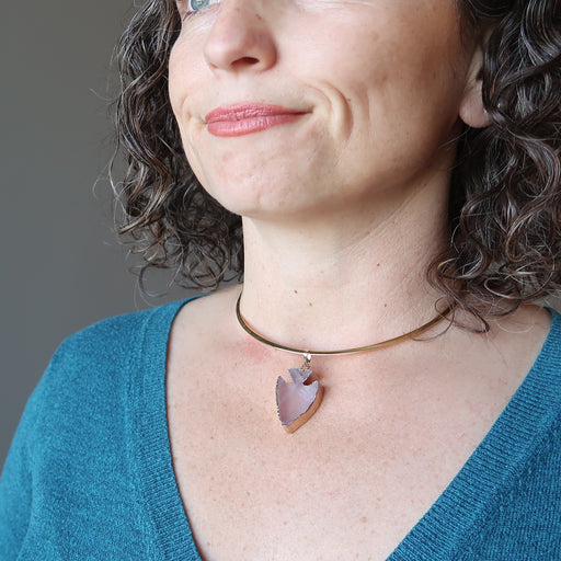 rose quartz arrowhead choker necklace