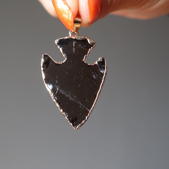 smoky quartz arrowhead pendant
