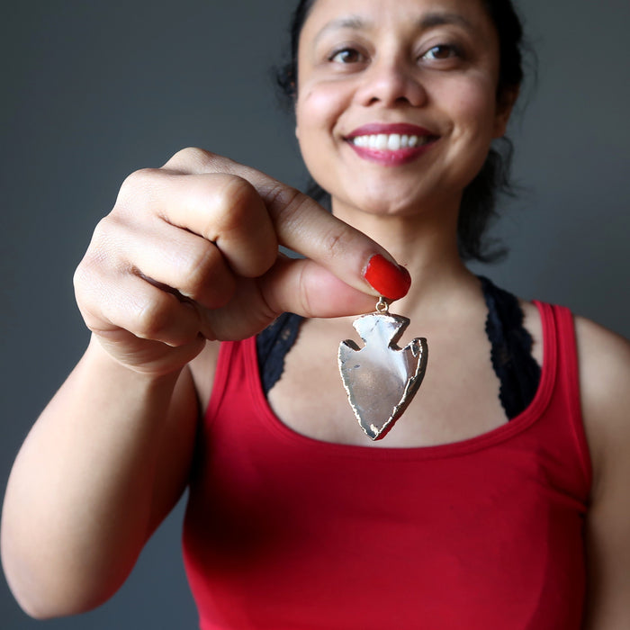 smoky quartz arrowhead pendant