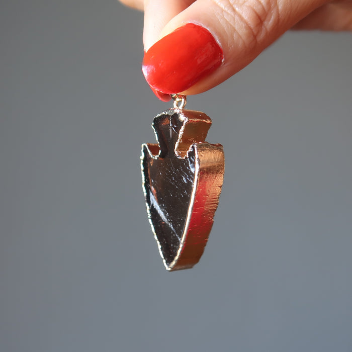 smoky quartz arrowhead pendant