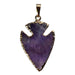  purple Arrowhead gold plated framed Amethyst Pendant