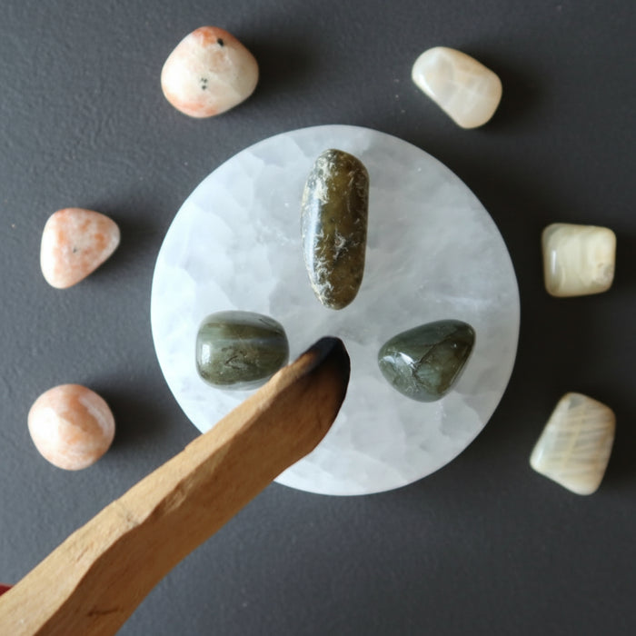 stones and palo santo