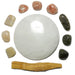 moonstone, sunstone, labradorite tumbled stones with selenite circle and palo santo stick