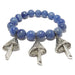 blue aventurine beaded stretch bracelet featuring silver mushroom charms