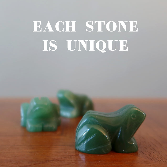 three Green Aventurine Frog Statues 