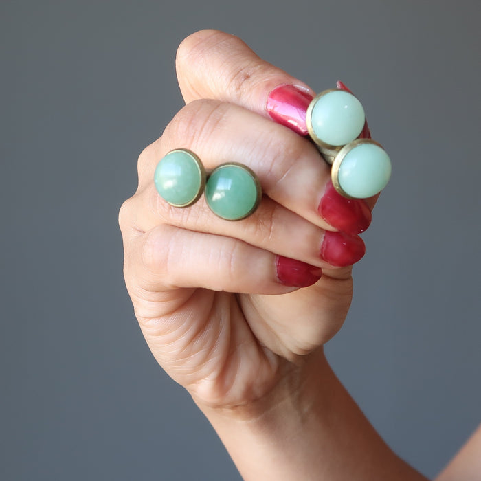 green aventurine antique bronze cufflinks to show difference in color