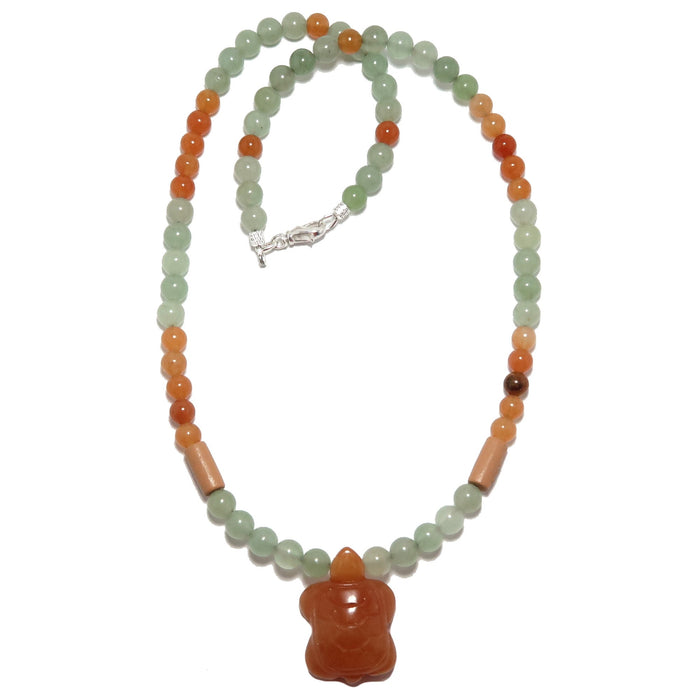 red and green aventurine turtle necklace