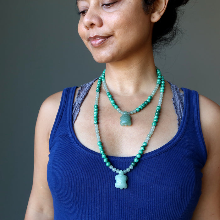 Green Aventurine Necklace Malachite Turtle Prosperity