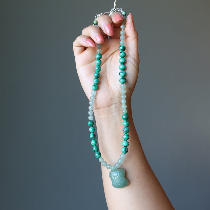 Green Aventurine Necklace Malachite Turtle Prosperity
