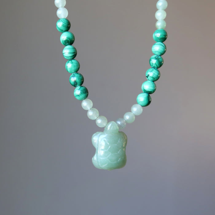 Green Aventurine Necklace Malachite Turtle Prosperity