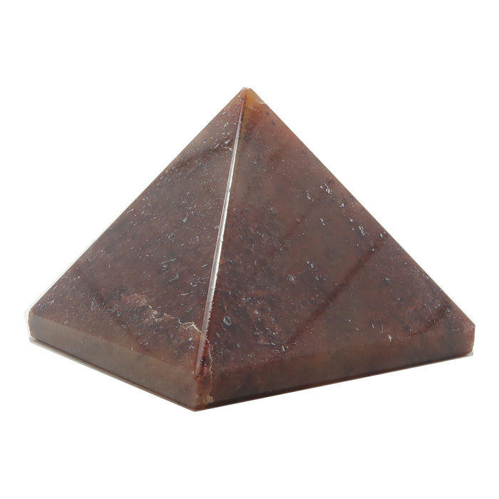 dark reddish orange aventurine polished into a pyramid