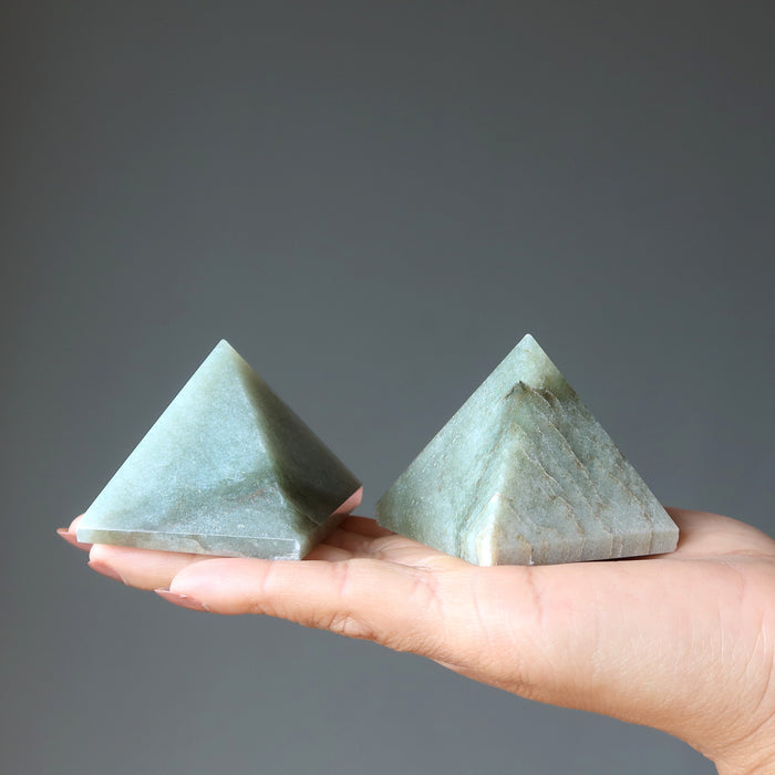 green aventurine pyramids