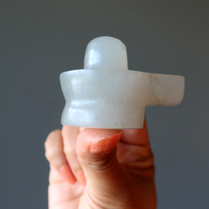 holding Green Aventurine Shivling