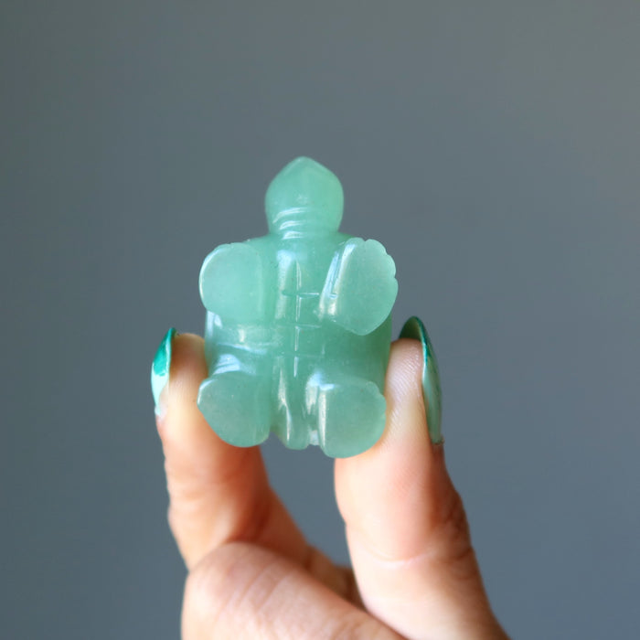 holding the Green Aventurine Turtle 