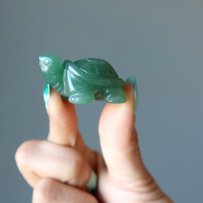 holding Green Aventurine Turtle 