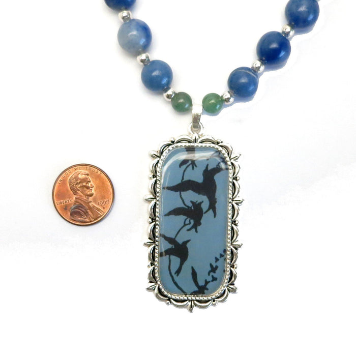 Aventurine Mixed Necklace Blue Gemstone Singing Song Birds