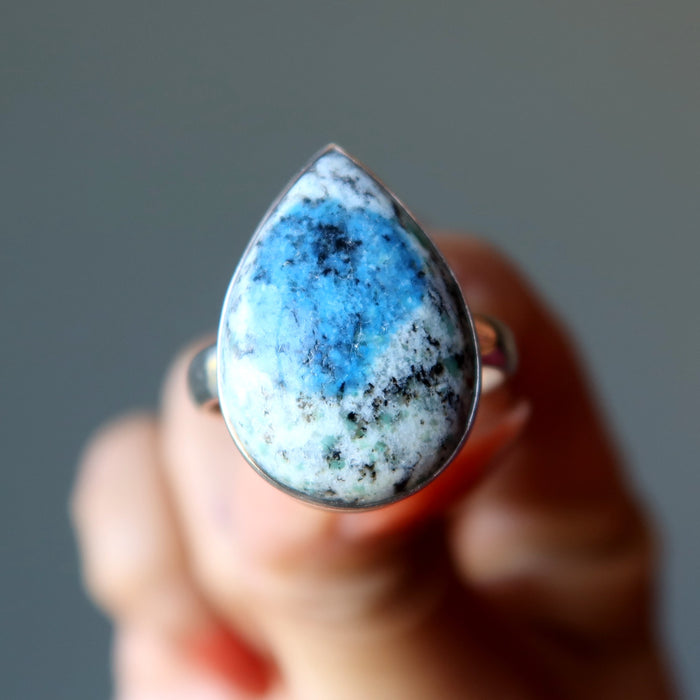azurite teardrop ring