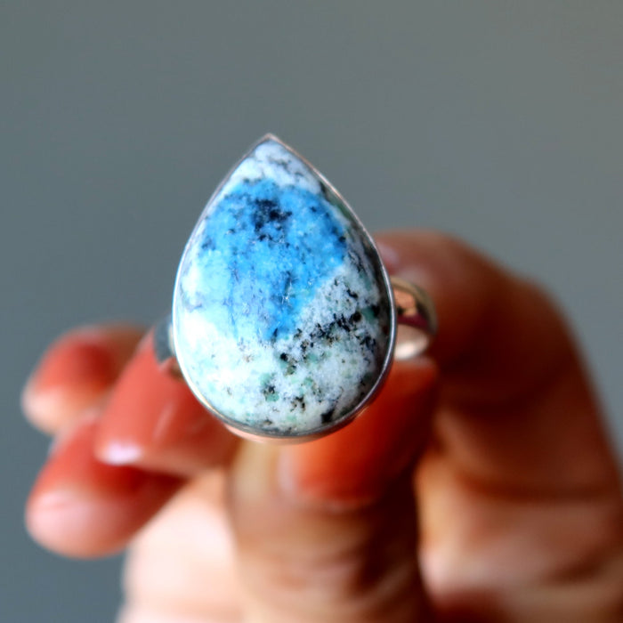 azurite teardrop ring