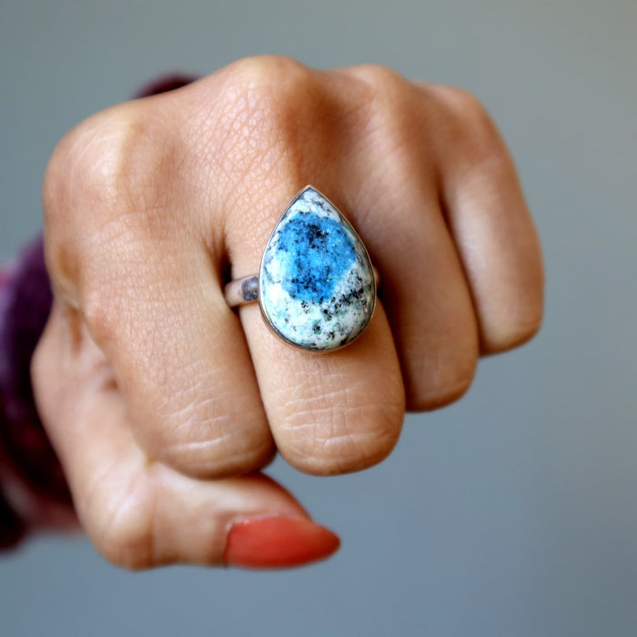 azurite teardrop ring