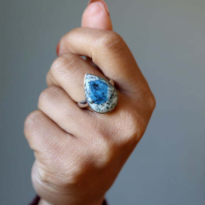 azurite teardrop ring