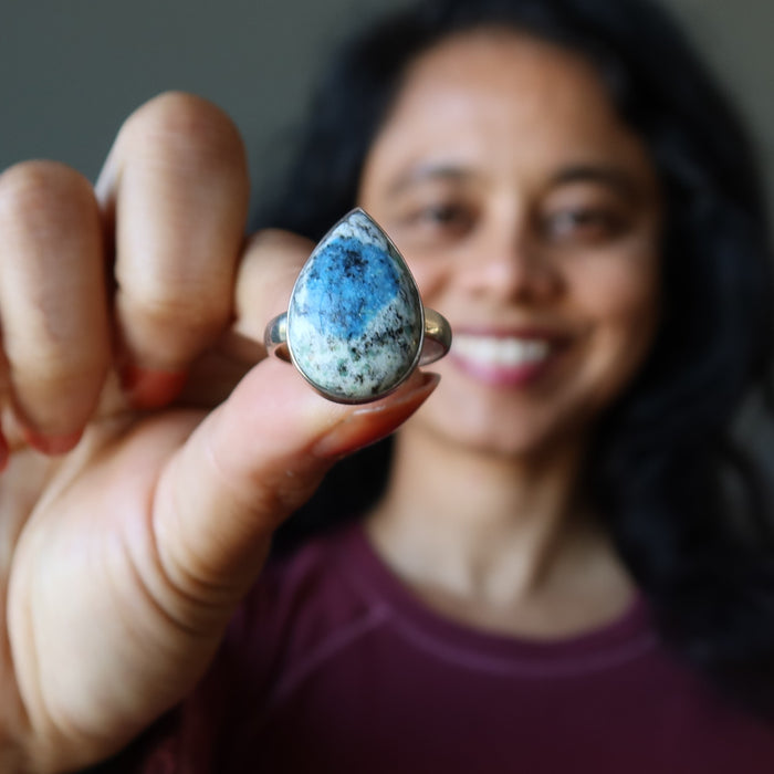 azurite teardrop ring