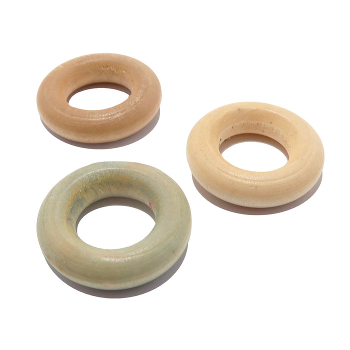 3 wooden ring stands 