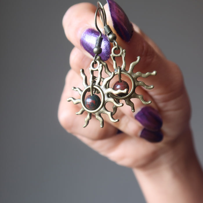 bloodstone sun earrings