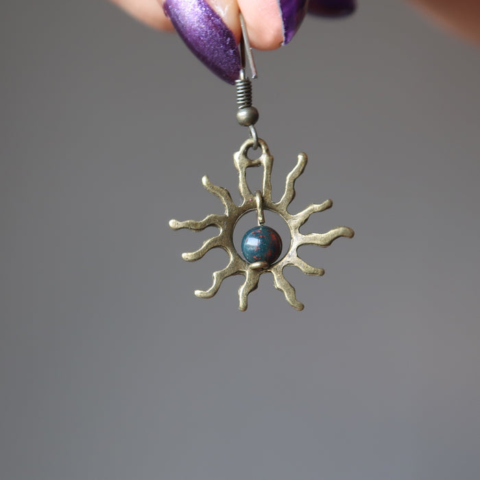 bloodstone sun earrings