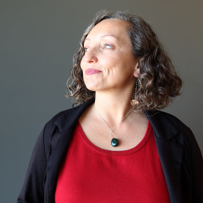 bloodstone sterling silver necklace