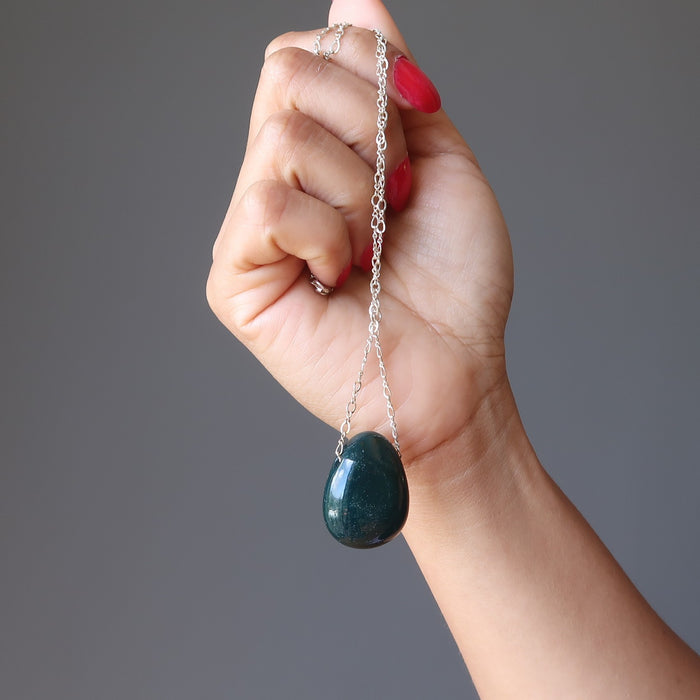 bloodstone sterling silver necklace