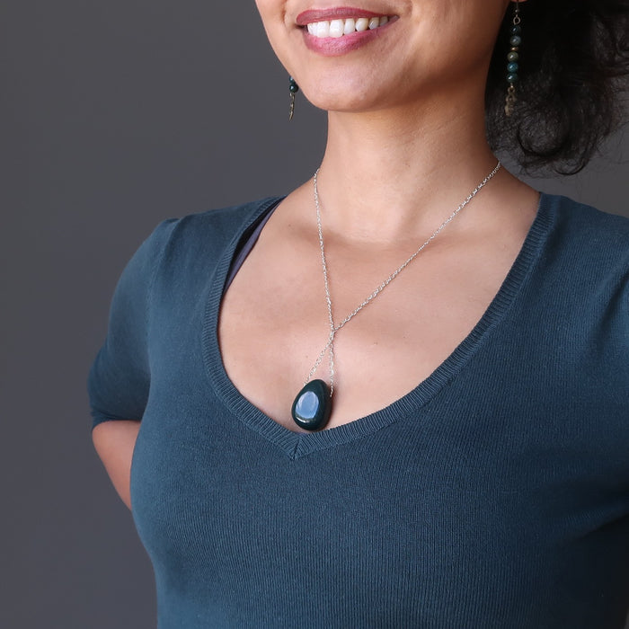 bloodstone sterling silver necklace