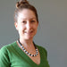 jamie of satin crystals wearing howlite and bloodstone beaded necklace