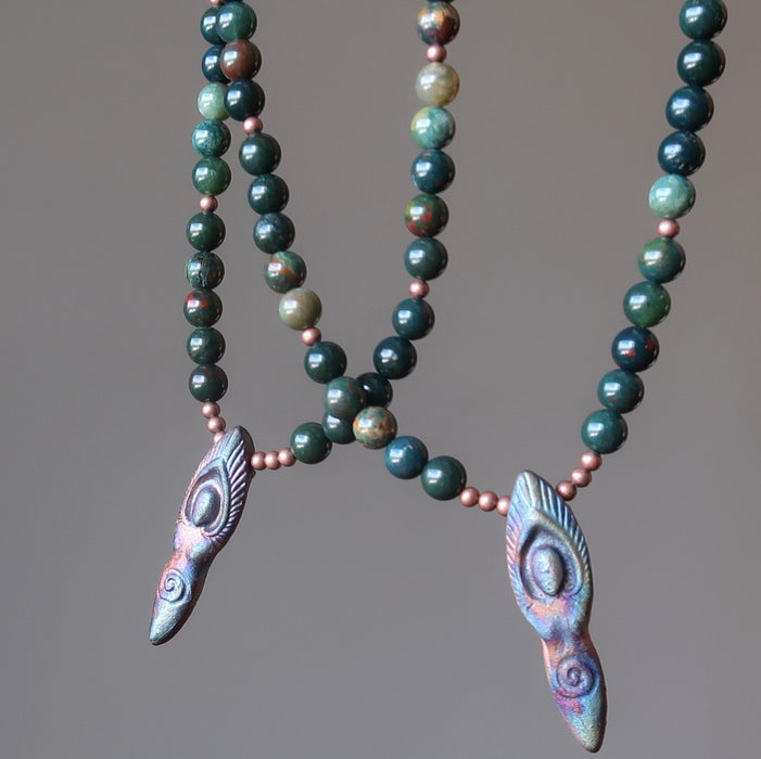 two bloodstone goddess necklaces